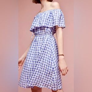 ANTHROPOLOGIE - Blue Gingham Tie Dress